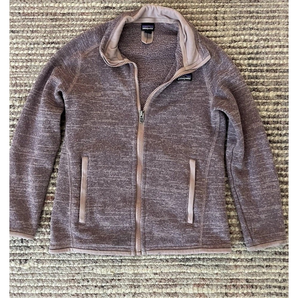 Patagonia Girls Sweatshirt Jacket Full Zip Medium 8-10 Y Mauve Pink Fleece Pocke